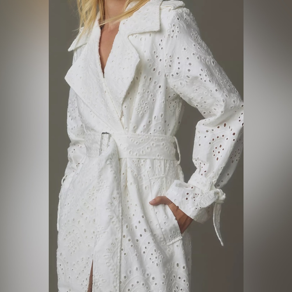 Anthropologie AVEC LES FILLES EYELET TRENCH COAT NWT Size Large
